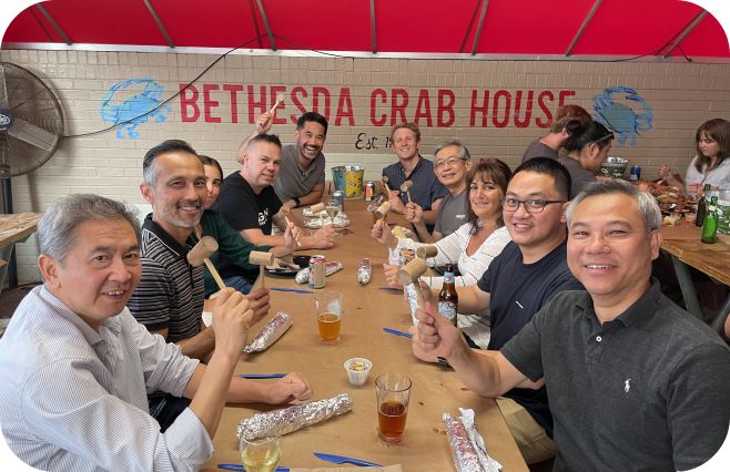 origin employees at a work event